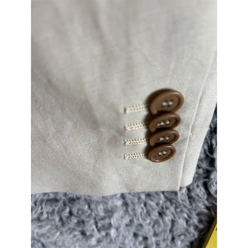 Men's Beige Blazer Jacket Size 48 Classic Formal Notch Lapel